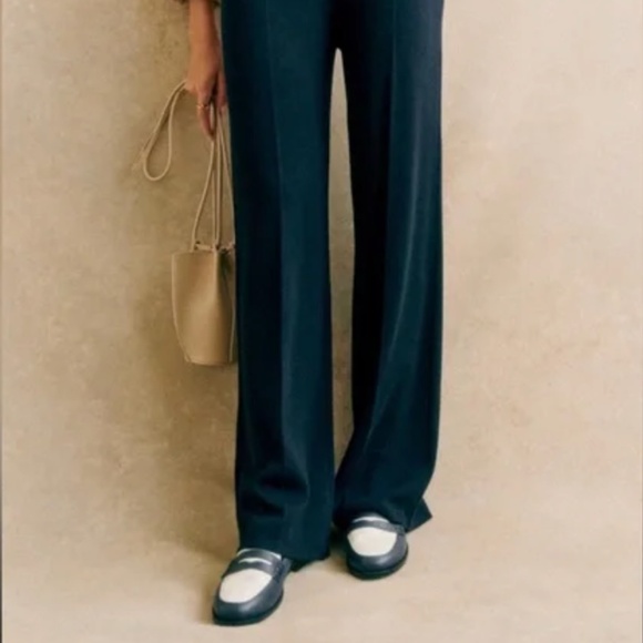Sezane Navy Wide-Leg Pants - Picture 2 of 4